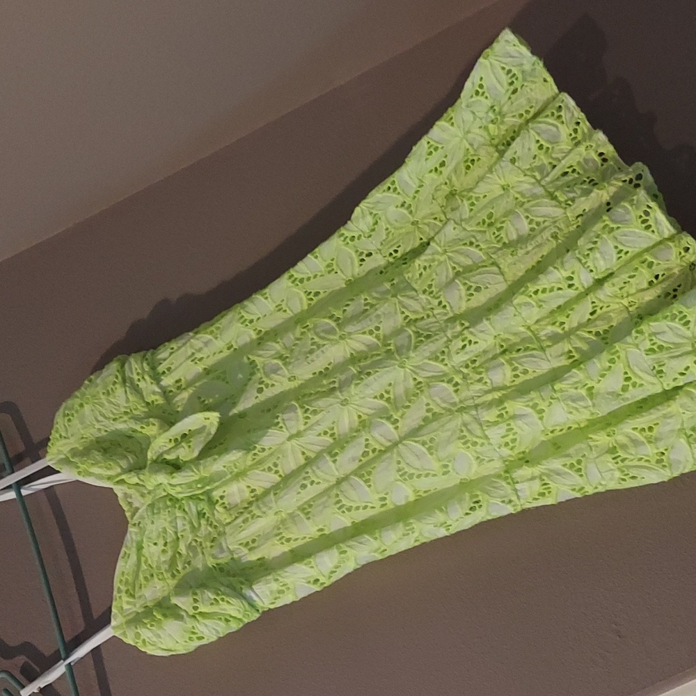 Lilly Pulitzer Briana Eyelet Neon Green Fit Flare Dress 4